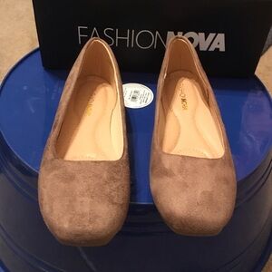 Fashion Nova Brown Suede Flats